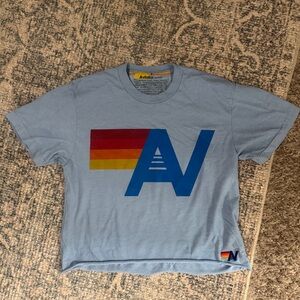 NWOT Aviator Nation Logo boyfriend tee in light blue size small